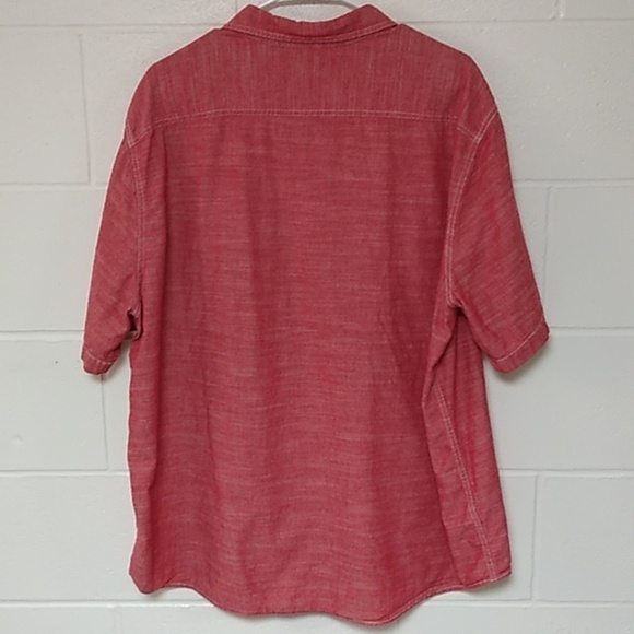 Woolrich Red Cotton Chambray Short Sleeve, 2 Pocket, Button up Shirt - Picture 2 of 7